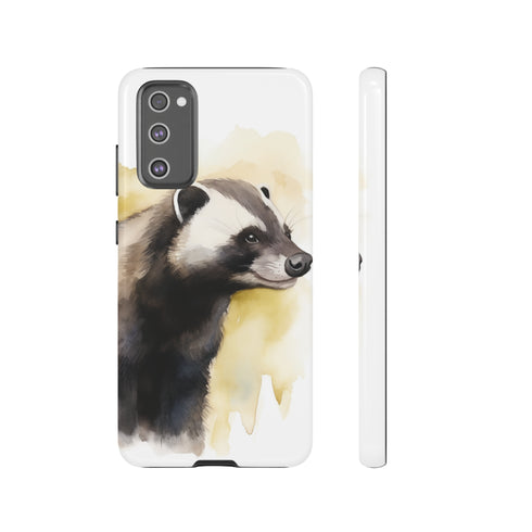 Badger on a Yellow Background - Impact Resistant Phone Case Samsung Galaxy S20 FE Glossy